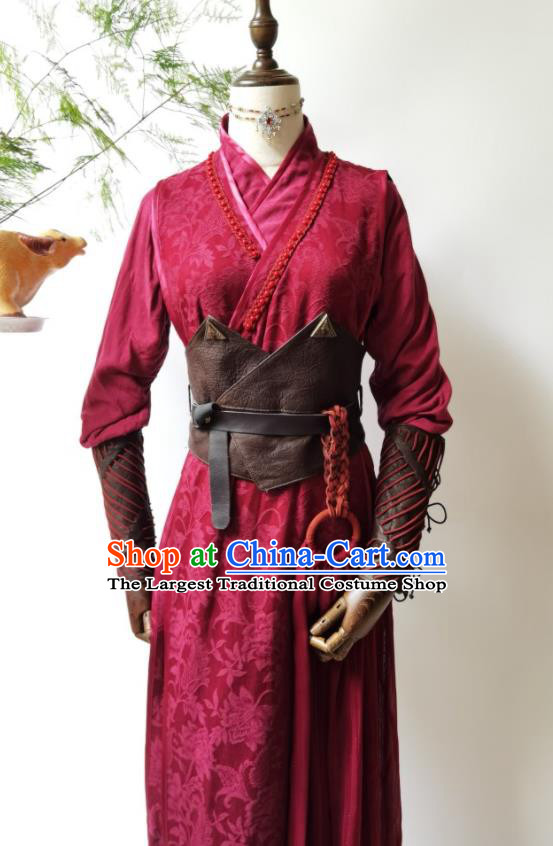 Chinese Ancient Female Swordsman Red Dress Clothing Romantic TV Drama Good Bye My Princess Xiao Feng Garment Costumes