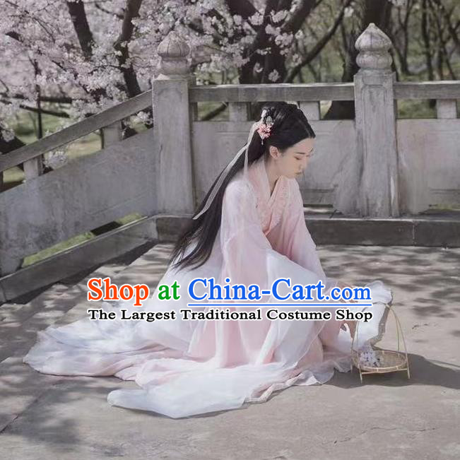 Chinese Ancient Flower Fairy Pink Dress Clothing Xianxia TV Series Goddess Jin Mi Garment Costumes
