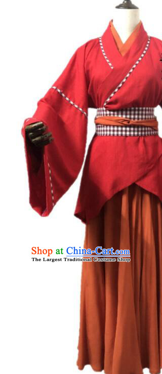 Chinese Film The Kung Fu Cult Master Xiao Zhao Garment Costumes Ancient Swordswoman Red Dress