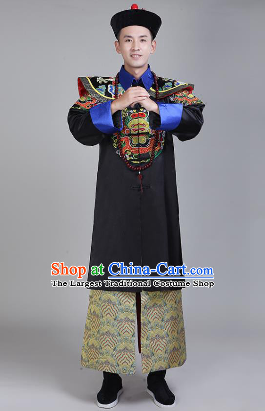 Chinese Ancient Royal Prince Costumes Qing Dynasty Regent Vestment Traditional Official Clothing