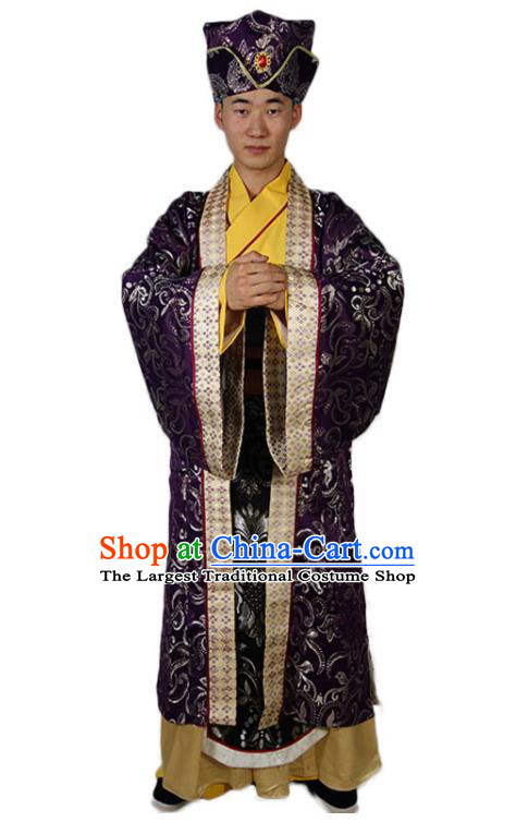 Chinese Ancient Ministry Councillor Costumes Three Kingdoms Period Garments Traditional Merchant Prince Clothing