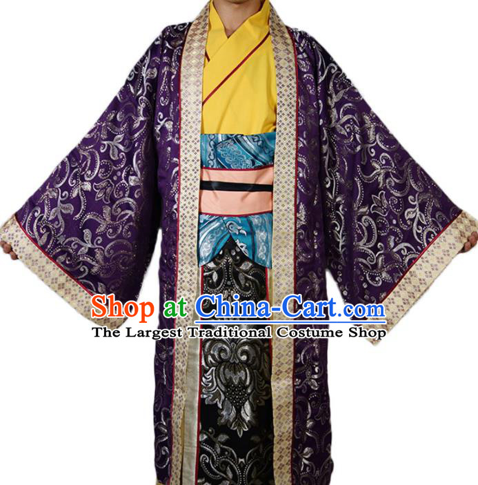Chinese Ancient Ministry Councillor Costumes Three Kingdoms Period Garments Traditional Merchant Prince Clothing