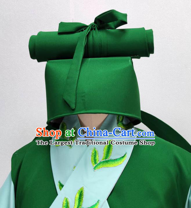 Chinese Peking Opera Garment Costume Ancient Manservant Green Outfit Shaoxing Opera Clothing