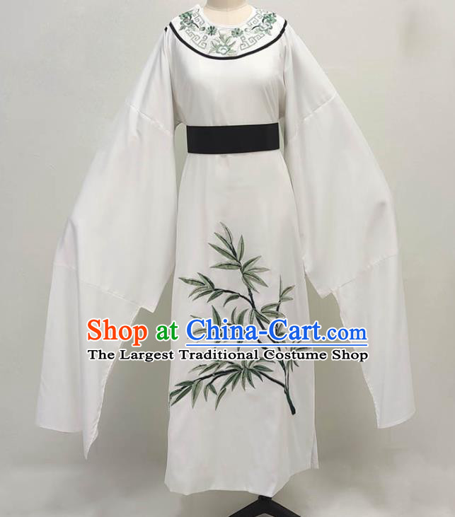 Chinese Ancient Scholar White Robe Shaoxing Opera Young Man Clothing Peking Opera Xiaosheng Garment Costume