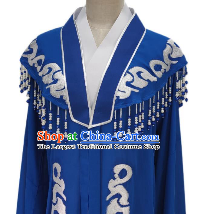Chinese Shaoxing Opera Diva Clothing Peking Opera Actress Garment Costume Ancient Woman Dark Blue Cape