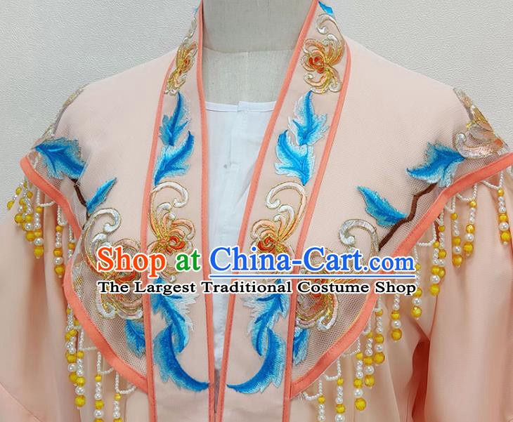 Chinese Ancient Princess Costume Beijing Opera Hua Tan Embroidered Apricot Cape Huangmei Opera Diva Clothing