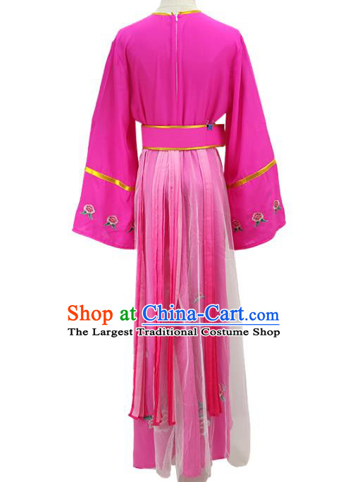 Chinese Peking Opera Xiaodan Garment Costume Ancient Palace Maid Magenta Dress Shaoxing Opera Servant Woman Clothing