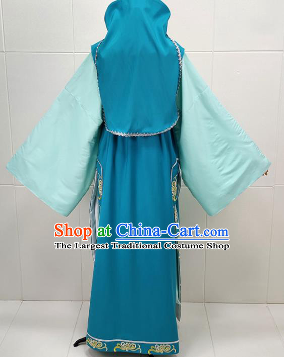 Chinese Ancient Scholar Blue Suit Shaoxing Opera Liang Shanbo Clothing Peking Opera Xiaosheng Garment Costume