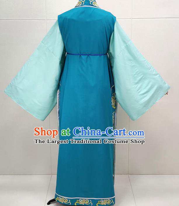 Chinese Ancient Scholar Blue Suit Shaoxing Opera Liang Shanbo Clothing Peking Opera Xiaosheng Garment Costume