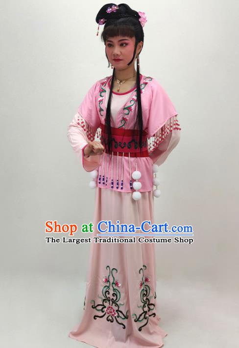 Chinese Beijing Opera Diva Pink Dress Shaoxing Opera Young Lady Clothing Ancient Fairy Costume