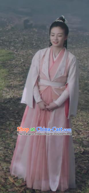 Chinese Ancient Love Poetry Feng Ran Garment Clothing TV Series Ancient Goddess Pink Dress Costume