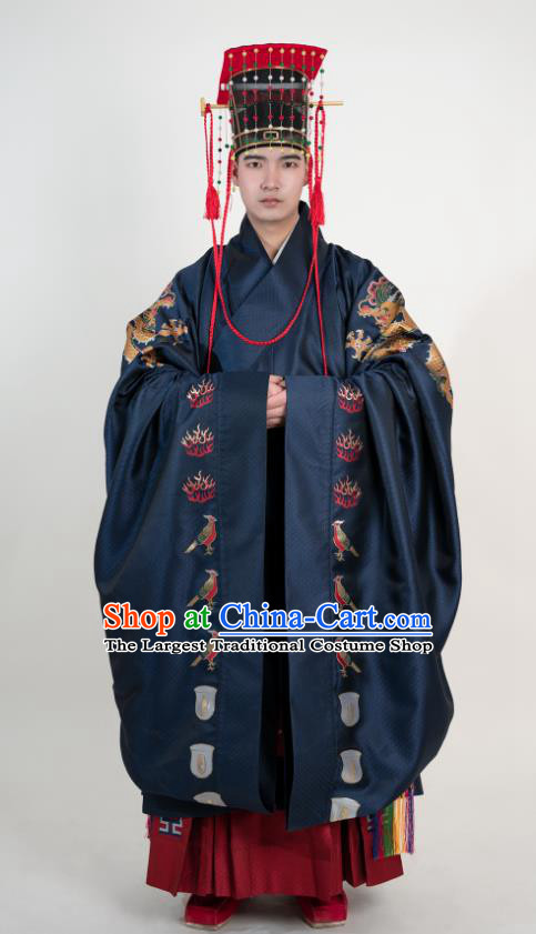 Chinese Ming Dynasty Royal Prince Historical Costumes Ancient Infante Garment Clothing and Headpiece