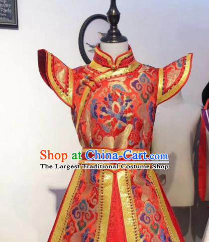 Chinese Mongol Nationality Garment Children Dance Mongolian Dress Folk Dance Costume