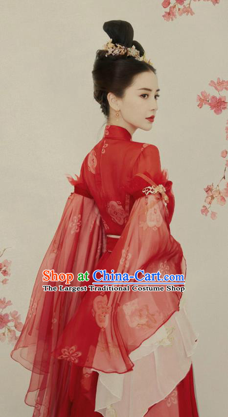 Chinese Classical Dance Costume Tang Dynasty Beauty Clothing Ancient Fairy Maiden Red Dress