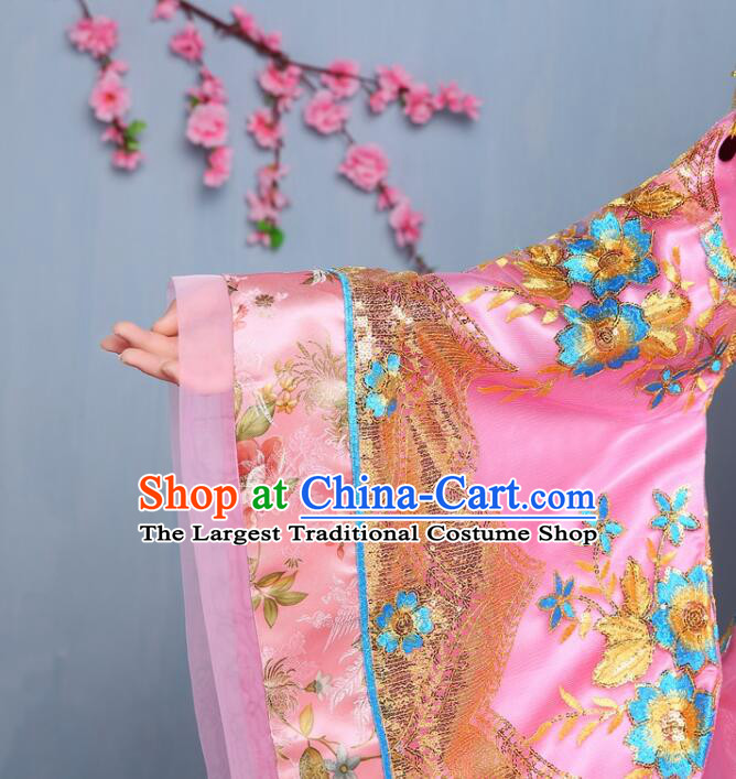 Chinese Fairy Pink Dress Tang Dynasty Empress Garment Costume Ancient Princess Children Clothing