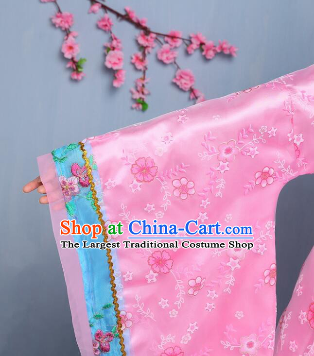 Chinese Tang Dynasty Princess Garment Costume Ancient Imperial Consort Pink Dress Empress Clothing for Children