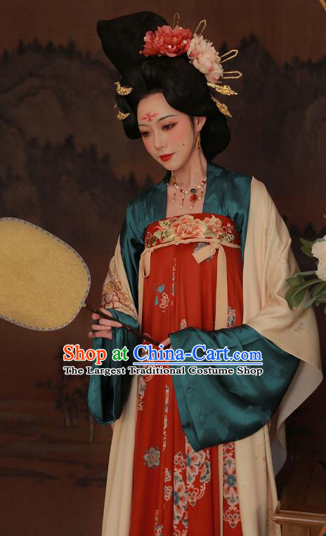 Chinese Ancient Palace Beauty Dresses Tang Dynasty Imperial Concubine Costumes Traditional Garment Clothing