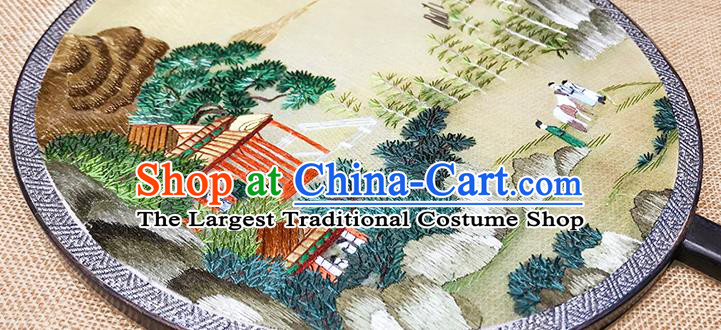Chinese Handmade Palace Fan Traditional Embroidery Fan Silk Fan Circular Fan