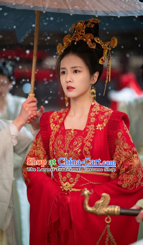 One and Only Chinese Ancient Bride Clothing Traditional Wedding Garments TV Series Prince Princess Cui Shi Yi Red Dress Costume