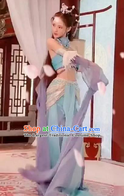 Chinese Romance Movie Mermaid Bound Bai Qiulian Garment Costume Ancient Fairy Beauty Green Dress