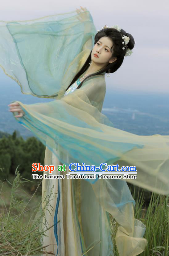 Chinese Ancient Palace Beauty Clothing Tang Dynasty Princess Garment Costumes Traditional Green Hanfu Dresses