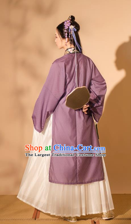 Chinese Ancient Noble Beauty Clothing Song Dynasty Young Woman Garment Costumes Traditional Purple Hanfu Dresses