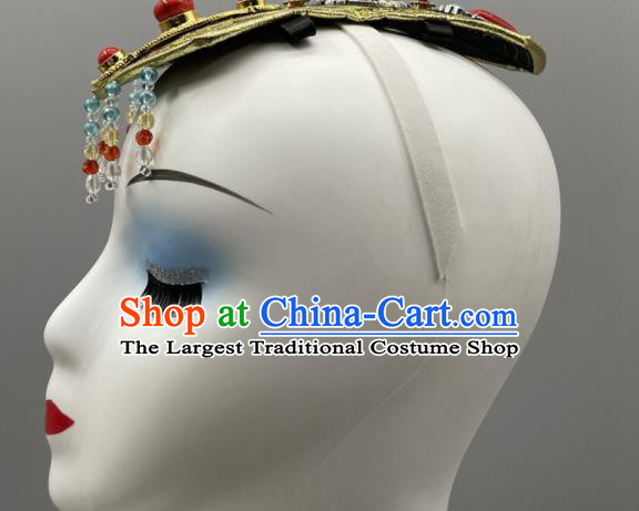 Chinese Zang Nationality Dance Headpiece Ethnic Stage Performance Hair Jewelry Tibetan Minority Women Headwear