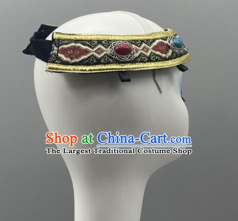 Chinese Mongolian Minority Bowl Dance Headwear Mongol Nationality Woman Headdress Ethnic Stage Performance Hair Jewelry