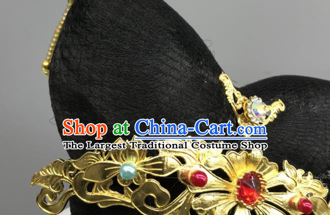 China Women Group Stage Performance Headdress Classical Dance Wig and Hair Jewelries Ancient Beauty Dance Headpieces