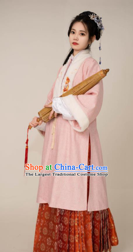 Chinese Ancient Young Beauty Clothing Traditional Hanfu Garments Ming Dynasty Noble Lady Costumes Complete Set