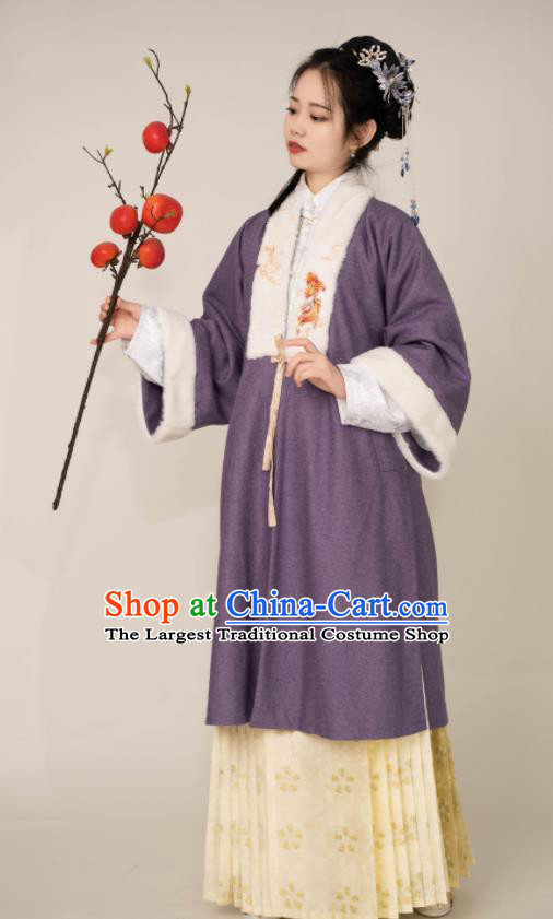 Chinese Ming Dynasty Noble Woman Costumes Ancient Young Beauty Clothing Traditional Hanfu Garments Complete Set