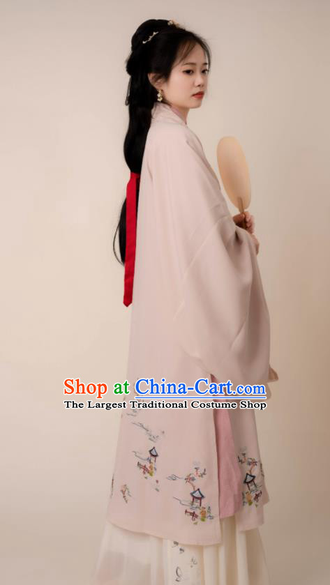 Chinese Ming Dynasty Noble Woman Costumes Ancient Young Mistress Clothing Traditional Hanfu Cloak Gown and Skirt Complete Set
