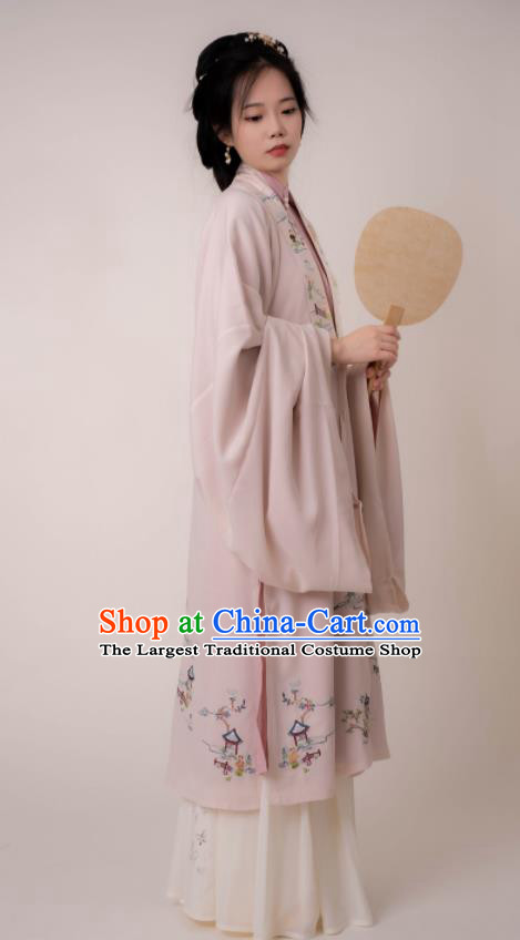 Chinese Ming Dynasty Noble Woman Costumes Ancient Young Mistress Clothing Traditional Hanfu Cloak Gown and Skirt Complete Set