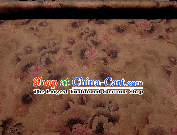 Asian Brown Silk Material Chinese Traditional Peony Pattern Design Gambiered Guangdong Gauze Fabric