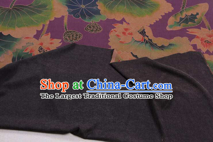 Chinese Traditional Lotus Pattern Design Gambiered Guangdong Gauze Fabric Asian Purple Silk Material
