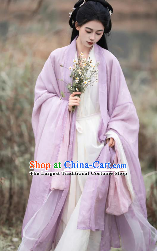 Chinese Jin Dynasty Noble Beauty Costume Ancient Fairy Clothing Traditional Lilac Hanfu Dress