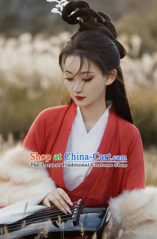 Chinese Ancient Swordswoman Clothing Traditional Red Hanfu Dress Jin Dynasty Princess Costumes