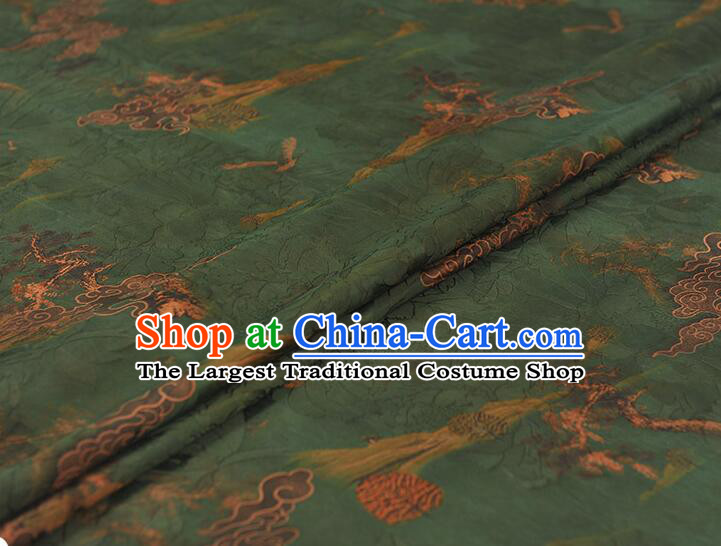 Chinese Green Gambiered Guangdong Gauze Traditional Qipao Dress Material Classical Cheongsam Jacquard Silk Fabric