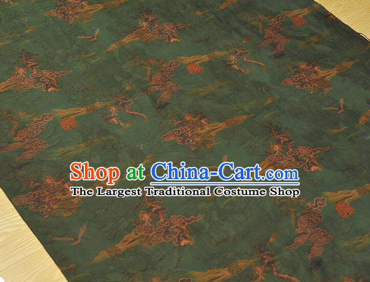 Chinese Green Gambiered Guangdong Gauze Traditional Qipao Dress Material Classical Cheongsam Jacquard Silk Fabric