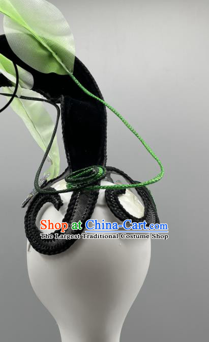 Chinese Stage Performance Wig Hairpieces Women Group Dance Headpiece Classical Dance Headdress Opening Dance Green Leaf Hair Jewelry