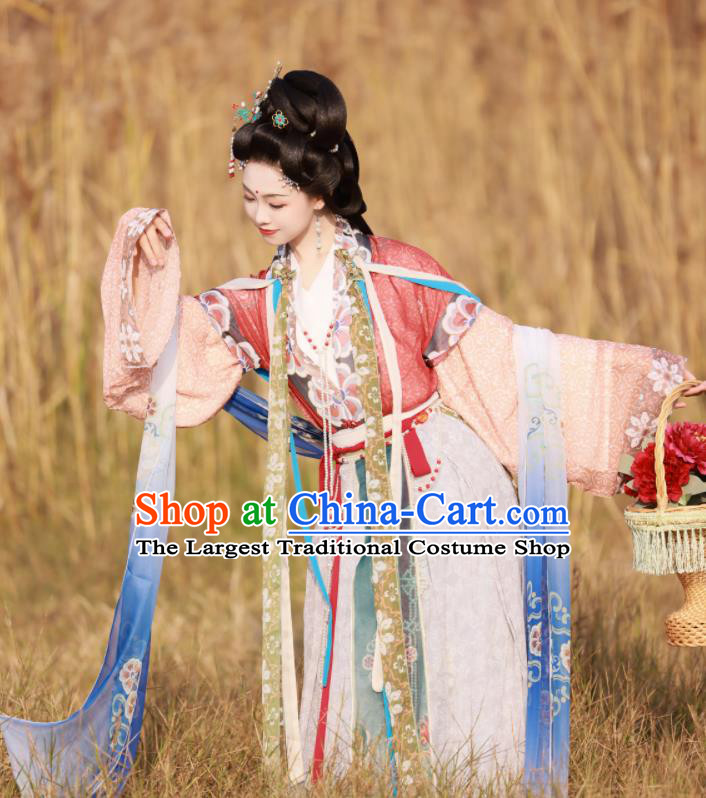 Chinese Ancient Chang E Moon Goddess Clothing Tang Dynasty Noble Woman Garment Costumes Traditional Hanfu Flying Fairy Dresses