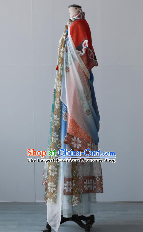 Chinese Ancient Chang E Moon Goddess Clothing Tang Dynasty Noble Woman Garment Costumes Traditional Hanfu Flying Fairy Dresses