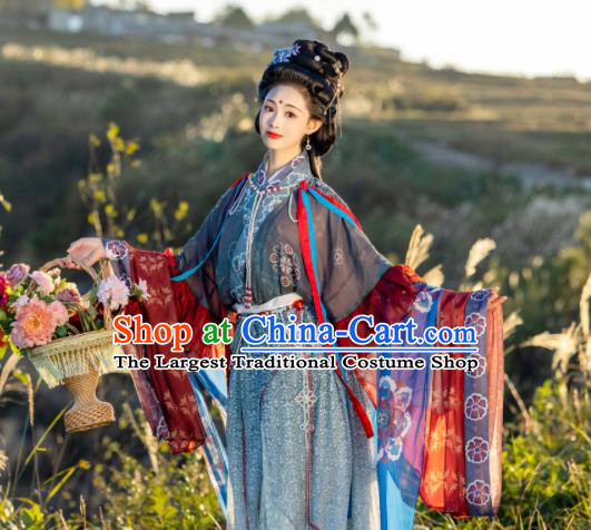 Chinese Traditional Hanfu Dresses Ancient Chang E Moon Goddess Clothing Jin Dynasty Noble Woman Garment Costumes