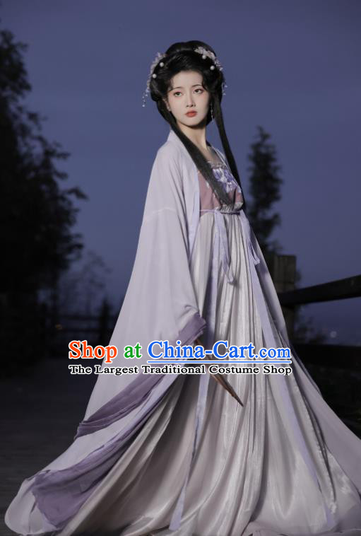Chinese Traditional Purple Hanfu Dresses Ancient Goddess Clothing Tang Dynasty Princess Garment Costumes