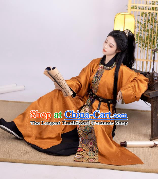 China Ancient Young Swordsman Clothing Traditional Design Brocade Hanfu Robe Tang Dynasty Costume for Women for Men