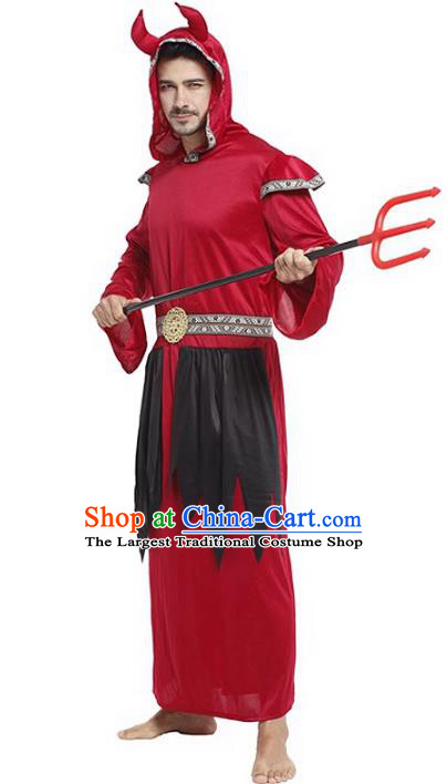 Halloween Cosplay Satan of Death Costume Fancy Ball Demon Red Clothing