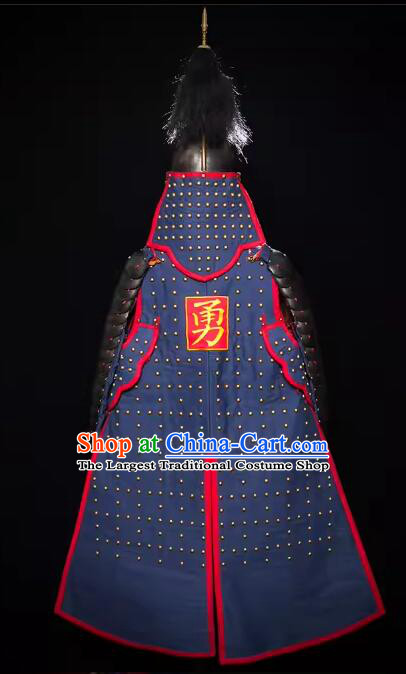 China Ancient Warrior Costumes Armor and Helmet Traditional Ming Dynasty General Clothing Complete Set