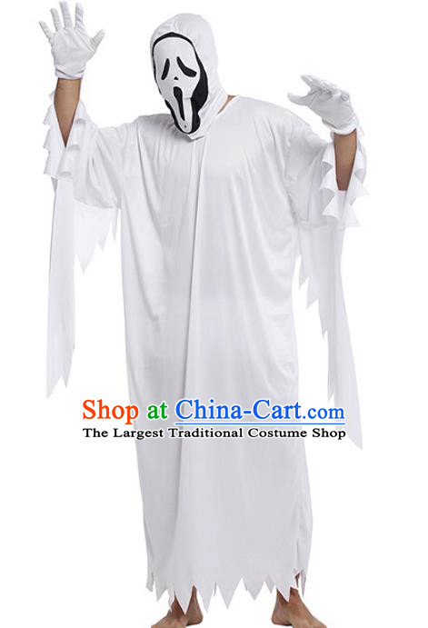 Top Halloween Costume Cosplay White Ghost Robe Fancy Ball Devil Clothing