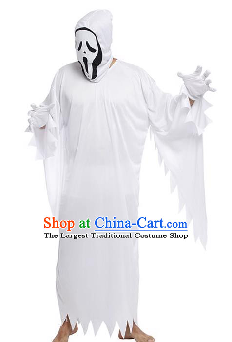 Top Halloween Costume Cosplay White Ghost Robe Fancy Ball Devil Clothing