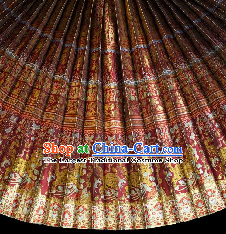 China Ancient Young Lady Costumes Ming Dynasty Princess Clothing Traditional Hanfu Red Blouse and Skirt Complete Set